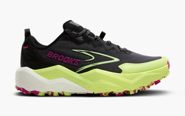 black and bright yellow running shoe 
